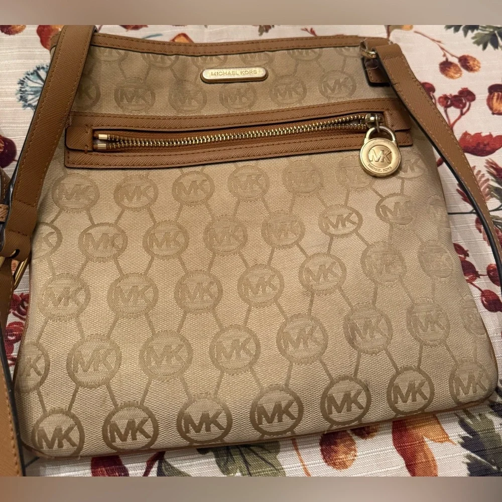 Michael Kors Beige and Brown Crossbody Bag